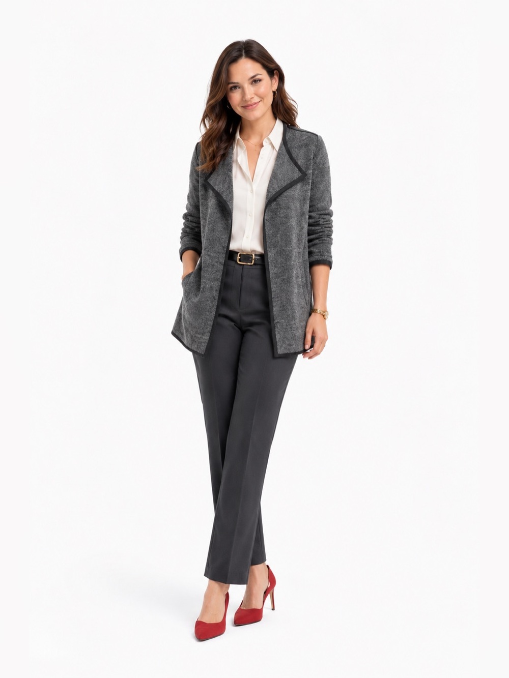Banana Republic Gray Open-Front Knit Cardigan